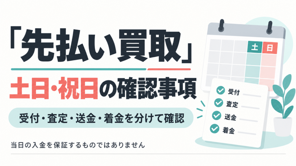 先払い買取を土日に検討する前の確認事項